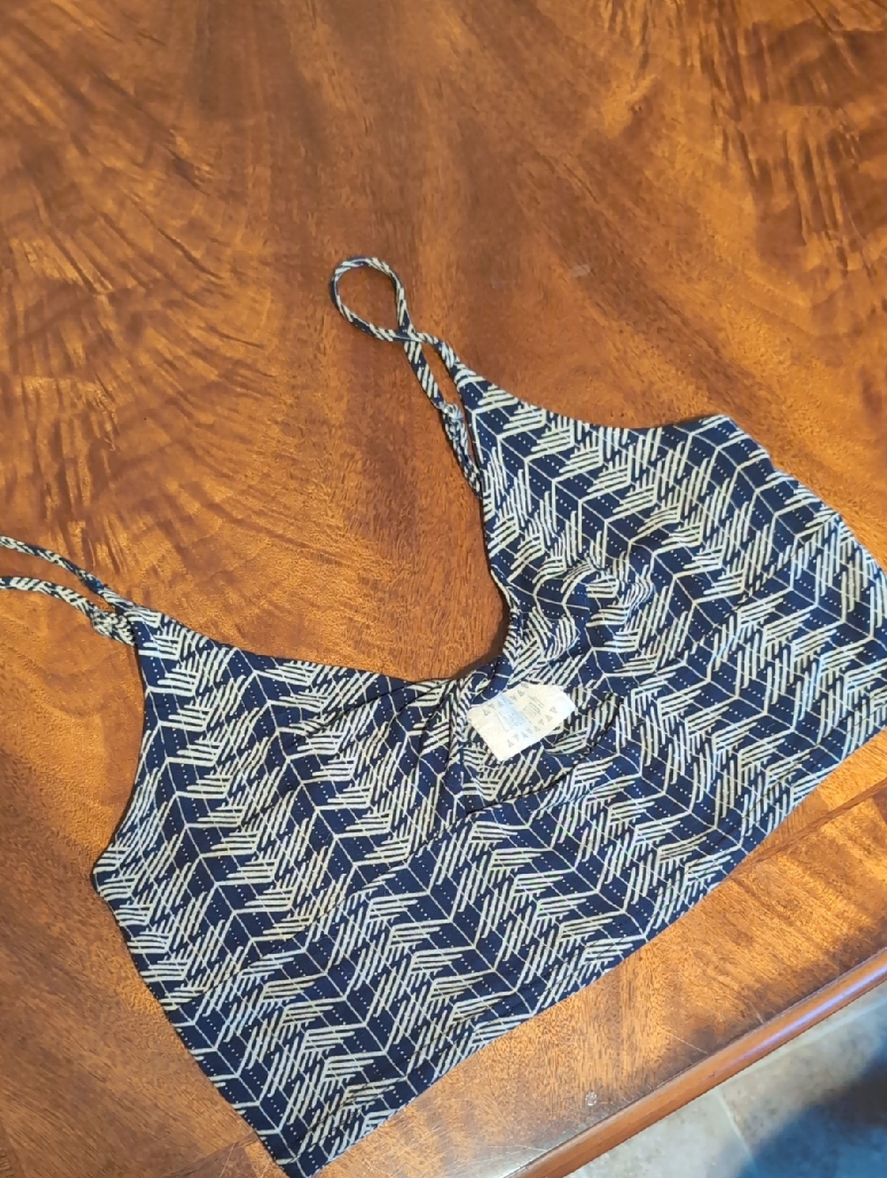 Zhen Nymph BOHO Blue Patterned Keyhole Bralette